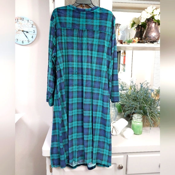 Aria velour knit velvet fleece long nightgown Plaid NWT - Picture 2 of 4